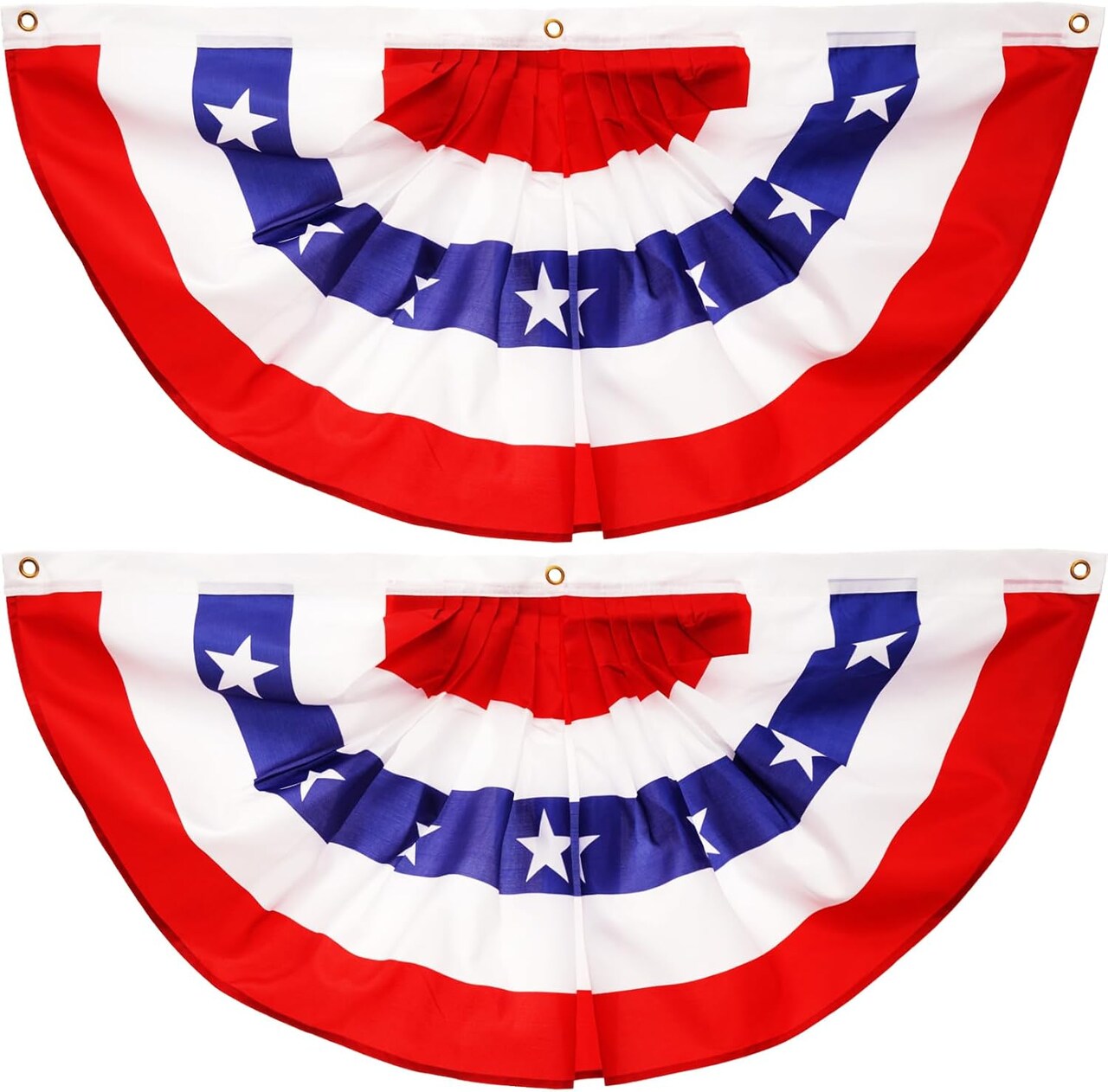 1.5x3 FT American Pleated Fan Flag - 2 Pack | Durable Polyester 210D USA Bunting Flags | Patriotic Fourth of July USA Banners